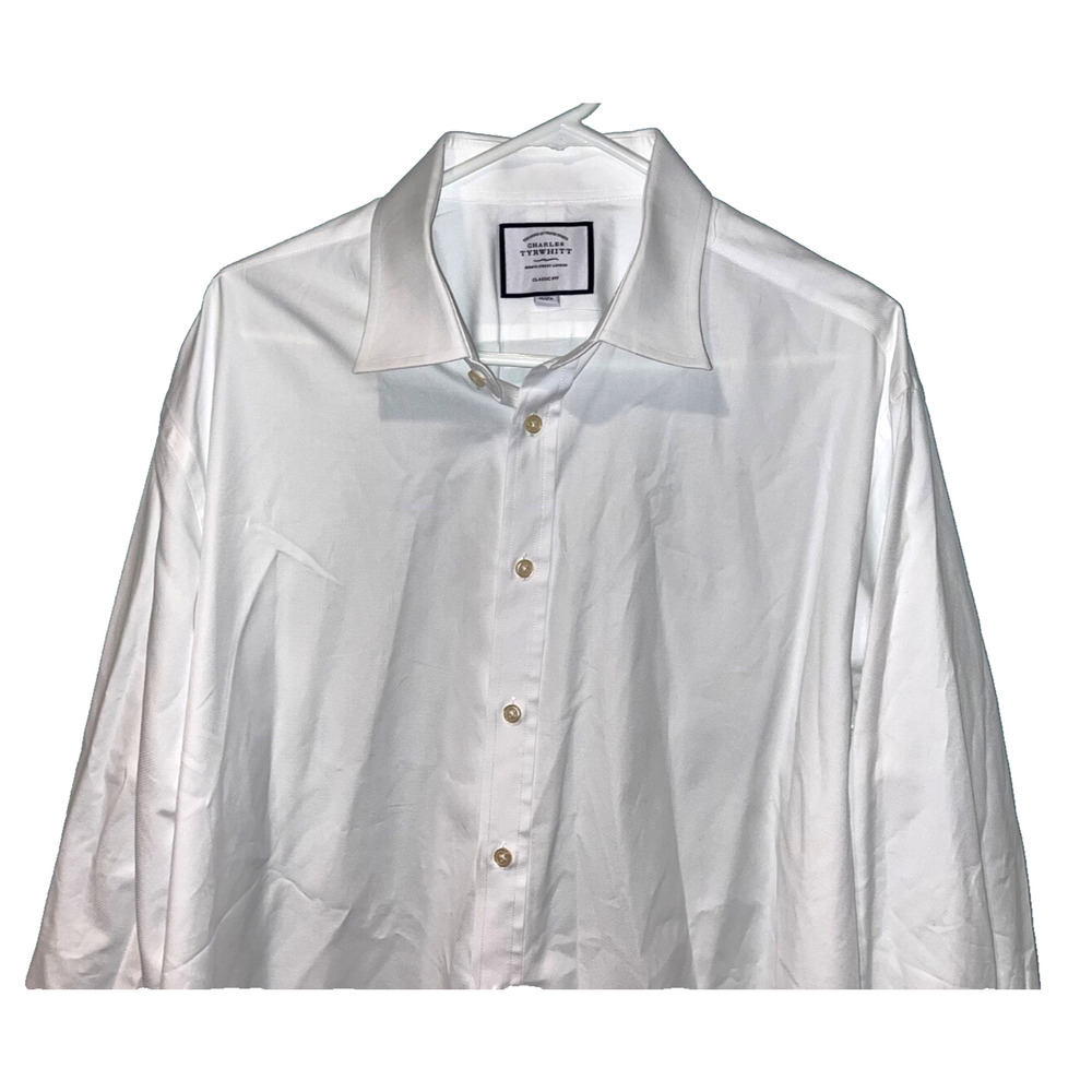 Charles Tyrwhitt Dress Shirt Oxford White Non Iron Classic Fit Men's 15/33